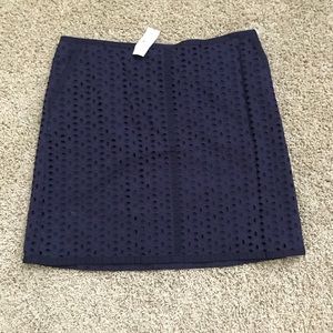 Loft Navy Eyelet Skirt